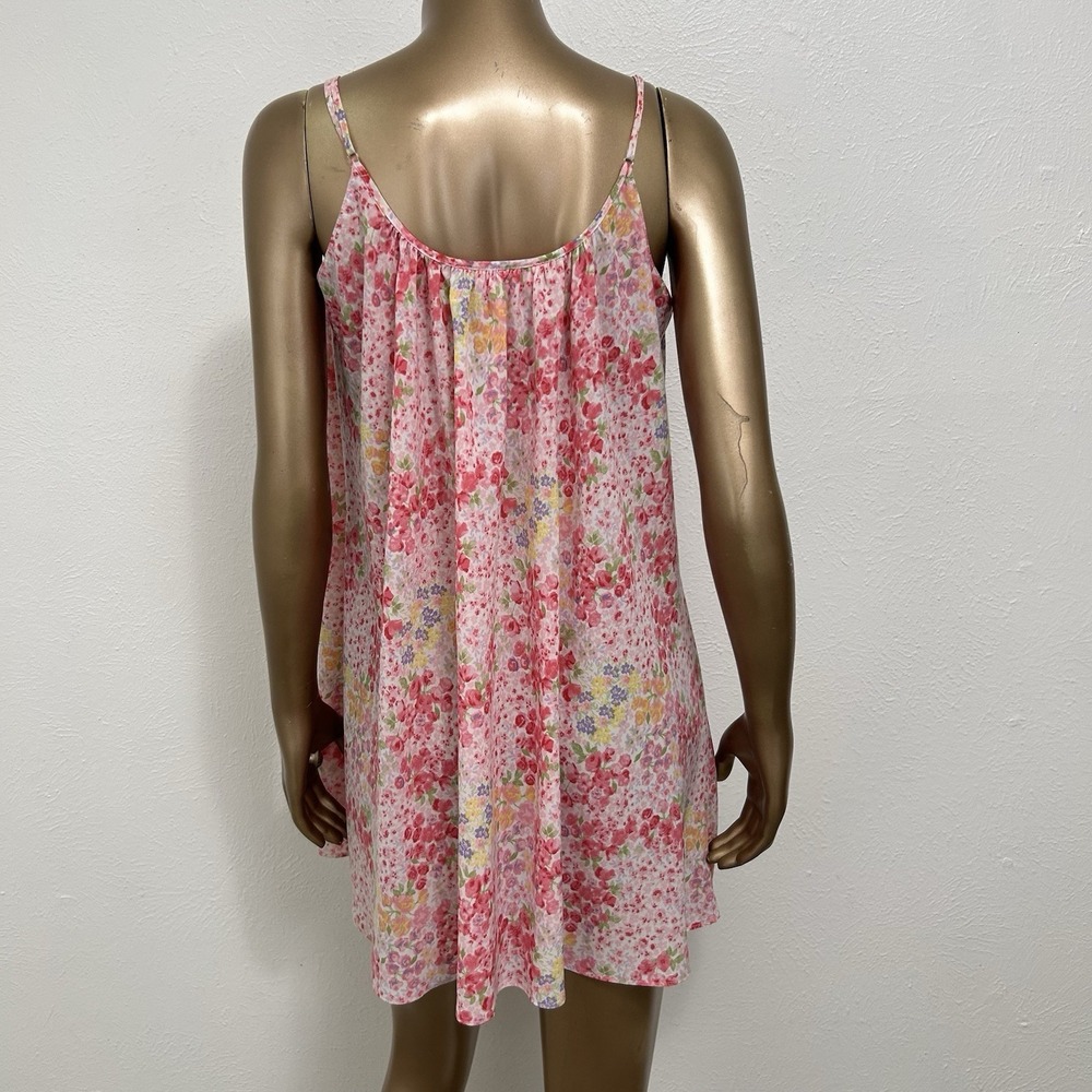 VINTAGE Oscar de la Renta Pink Label Pink Dainty Floral Robe & Slip Dress Sz L - Picture 4 of 10